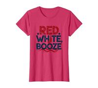 Humour Patriotique drôle USA Rouge Blanc et Alcool T-Shirt, Femme, Rouge chiné, S