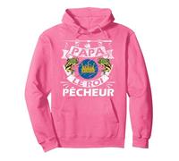 Humour Père Cadeau Peche à la Ligne Le Roi Papa Pêcheur Sweat à Capuche, Unisexe pour Adultes, Rose Vif, XL