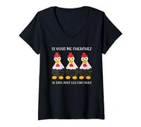 Humour pintades Noel agriculteur élevage animal drôle T-Shirt avec Col en V