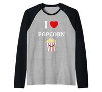 Humour Popcorn Sucre Nourriture i Love Popcorn Manche Raglan