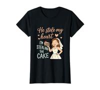 Humour pour fête de Mariage avec Inscription « He Stole My Heart I'm Stealing The Cake » T-Shirt