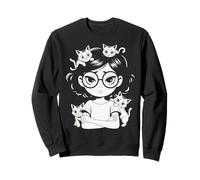 Humour Quatre Chats Femme Fille Anime Kawaii Amoureux Chat Sweatshirt