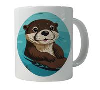 Humour Tasses à thé Beaver de banque mignon nageant dans l'eau Tasse avec poignée Tasses de Petit déjeuner pour Collègue Anniversaire 330ml