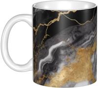 Humour tasses en porcelaine Marbre noir, blanc et feuille d'or Tasse À Café en porcelaine Amusants Tasses de Petit déjeuner pour décorer Homme 330ml
