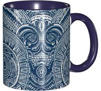 Humour tasses en porcelaine Motif tribal maori polynésien bleu Tasse personnalisée Tasses à thé pour Femme Collègue 330ml