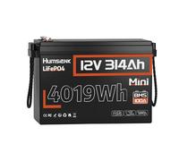 Humsienk Batterie LiFePO4 12V 314Ah Mini, 4190Wh Batterie Lithium con BMS 100A,6000+ cycles à décharge profonde, protection basse température pour Camping-car, bateau, stockage maison, off-grid