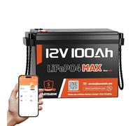 Humsienk Batterie Lithium 12V 100Ah LiFePO4 Max, BMS 110A & Bluetooth 5.0, 1280Wh, 15000+ Cycles, 10 Ans de Vie, Remplacement AGM, Idéale Camping-Car, Bateau, Solaire et Hors Réseau