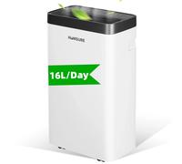 HUMSURE Déshumidificateur économe en énergie, 16 L/jour, pour pièces de 25 m², réservoir d'eau de 1,4 L, R290, minuterie 24 h, dégivrage automatique et arrêt automatique, 3 modes.