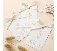Humyoun Lot de 11 cartes de demande en demoiselle d'honneur avec nœud en ruban - Motif floral métallique - Cadeau de mariage - Inscription « Will You Be My Bridesmaid 2 Maid of Honor 1 Matron of Honor