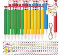 Humyoun Lot de 24 grands crayons géants en bois de 33 cm avec carte de vœux d'été, grands crayons avec capuchon, cadeau de remise de diplôme