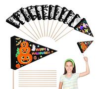 Humyoun Lot de 36 drapeaux d'Halloween à colorier votre propre citrouille, chat, fantôme, fanion pour fête d'Halloween, kit d'artisanat pour maison, salle de classe, activités de bricolage, décoration