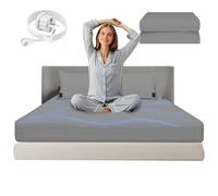 HUNAIGEE Drap Housse De Mise à La Terre 180X200cm Grounding Draps ajustés Earthing avec câble et Adaptateur en Coton Biologique + 5% Fibre de Pied pour lit Gris