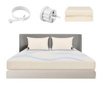 HUNAIGEE Drap Housse De Mise à La Terre 90X190cm Grounding Draps ajustés Earthing avec câble et Adaptateur en Coton Biologique + 5% Fibre de Pied pour lit Beige