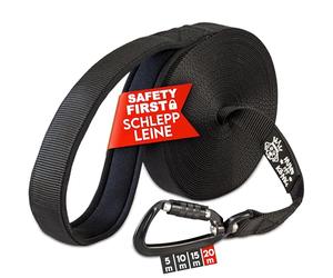 HUND IST KÖNIG Laisse de 20 m pour chiens de 12 à 70 kg - Longue laisse robuste avec rembourrage de poignée et mousqueton de sécurité - Laisse d'entraînement + eBook - Laisse de 20 m pour grands