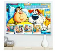 Hund und Herrchen. Zu zweit allein im Chaos (hochwertiger Premium Wandkalender 2026 DIN A2 quer), Kunstdruck in Hochglanz: Wenn Hunde sprechen könnten würden sie wahrscheinlich so kommentieren!