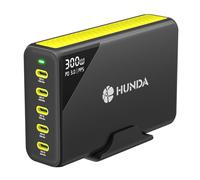 HUNDA Chargeur USB C,Total 300W Chargeur GaN Rapide 5 USB C Ports pour MacBook Pro/Air, Google Pixelbook, ThinkPad, Dell XPS, iPad Pro, Galaxy S23/S22, iPhone 15/1413/Pro, etc. (Noir)
