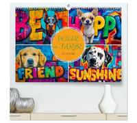 Hunde in Farbe - Dogs on the Wall (hochwertiger Premium Wandkalender 2027 DIN A2 quer), Kunstdruck in Hochglanz: Zwölf ausdrucksstarke Hunde im angesagten Graffiti-Stil.