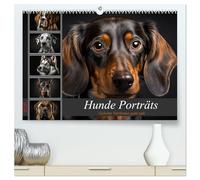 Hunde Porträts (hochwertiger Premium Wandkalender 2026 DIN A2 quer), Kunstdruck in Hochglanz: Zwölf Bilder von beliebten Hunderassen, die mit ihren Blicken die Herzen berühren