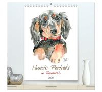 Hunde Porträts in Aquarell (hochwertiger Premium Wandkalender 2026 DIN A2 hoch), Kunstdruck in Hochglanz: Individuelle Aquarellporträts beliebter Hunderassen von Malerin und Fotografin Britta Lieder