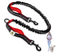 Hundefreund Extension de Laisse Élastique pour Chien - Rallonge de 120 cm avec Amortisseur et 2 Poignées Réfléchissantes - Compatible avec Les Laisses Mains Libres (Rouge)