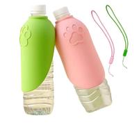 Hundewasserflasche Reise 2er Set - 15,5×6,5 Cm Silikon Trinkflasche Grün+Rosa | Auslaufsicherer Wassertankspender Mit Trinkbecher & Seil | Tragbares Zubehör Für Spaziergänge, Wandern & Camping