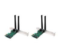 Hundnsney 2X Carte sans WiFi Mini Adaptateur PCI-E Express vers PCI-E avec 4 Antennes Externes pour PC