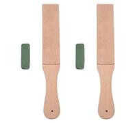 Hundnsney 2X Ensemble D'Aiguiseur de Couteau Rasoir Manuel de Polissage de Cuir Poignée de Bois Panneau de Polissage et Pâte de Cuir de Cire à Polir