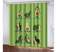 Hundnsney 3D Avocat Vert Imprimé Rideau Chambre, Lot De 2 Rideaux Occultants À Oeillets Décoration De Fenêtre pour Salon Chambre Enfant Cuisine Isolant Thermique Et Sonoresur Mesurecm