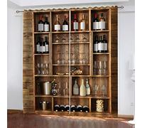 Hundnsney 3D Cave À Vin Tendance Imprimé Rideau Chambre, Lot De 2 Rideaux Occultants À Oeillets Décoration De Fenêtre pour Salon Chambre Enfant Cuisine Isolant Thermique Et Sonoresur Mesurecm