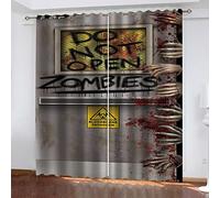 Hundnsney 3D Empreinte De Zombie Imprimé Motif Rideau Occultant Lot De 2 Rideaux À Oeillets Opaque pour Salon Chambre Cuisine, Isolant Thermique Et Sonore Fenêtre Décoration 220X210cm (LxH)