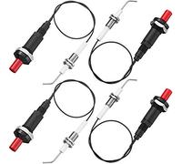 Hundnsney Kit D'Allumage PiéZo-éLectrique de Type Poussoir au Propane 4 PièCes avec de Prise D'Allumage D'éLectrode en CéRamique Fileté 30 Cm pour Gril à Gaz