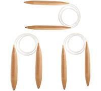 Hundnsney Lot de 3 aiguilles à tricoter circulaires en bois naturel de 15/20/25 mm pour grosses aiguilles à tricoter circulaires géantes