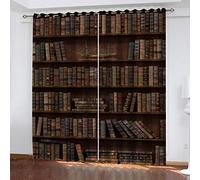 Hundnsney Rideau Chambre 3D Art De Bibliothèque Imprimé Rideaux Occultants À Oeillets, Salon Chambre Enfant Cuisine Fenêtre Décoration Lot De 2 Isolant Thermique Et Sonore 110X140cm