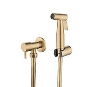 Hundnsney Salle de bain WC Bidet Tap Kit Brossé Or Mural Bidet Bidet Douche Vanne d'arrêt