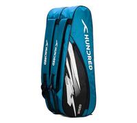 HUNDRED Cosmogear Badminton Kit-Bag (Teal Blue/Black, Large) | Unisex | Material: Polyester | Double Zipper Bag with Front Zipper Pocket