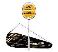 HUNDRED Powertek 1000 Pro Graphite Strung Badminton Racket with Full Racket Cover | for Intermediate Players | 95 Grams | Maximum String Tension - 26lbs