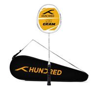 HUNDRED Powertek 200 Pro Badminton Racquet with Head Cover (White, Size: Standard, Grip Size:G5) | Strung | Material: Aluminium | for Intermediate Players