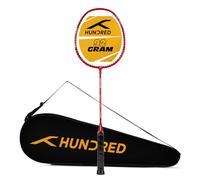 HUNDRED Powertek 200 Pro Graphite Strung Badminton Racket with Full Racket Cover (Red) | for Intermediate Players | Weight: 95 Grams | Maximum String Tension - 18-20lbs