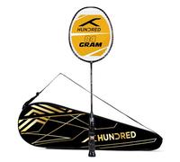 HUNDRED POWERTEK 900 Full Graphite Badminton Racket with Cover (Black/Red) | for Intermediate Player | Weight: 84 Gram | Maximum String Tension - 26lbs