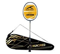 HUNDRED POWERTEK 901 Full Graphite Badminton Racket with Cover (Navy/Gold) | for Intermediate Player | Weight: 84 Gram | Maximum String Tension - 26lbs