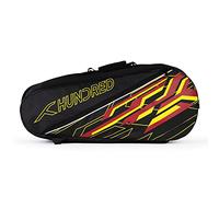 HUNDRED Two Step Badminton & Tennis Racquet Kit Bag (Navy, Size: Medium/6in1) | Material: Polyester | Multiple Compartment with Side Pouch | Easy-Carry Handle |Padded Back Straps | Front Zipper Pocket