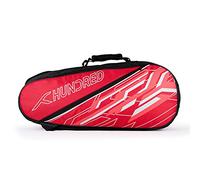 HUNDRED Two Step Badminton & Tennis Racquet Kit Bag (Red, Size: Medium/6in1) | Material: Polyester | Multiple Compartment with Side Pouch | Easy-Carry Handle | Padded Back Straps | Front Zipper Pocket