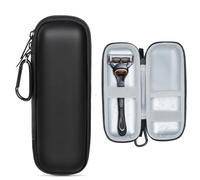 HunDun Étui en polyuréthane pour rasoir Gillette Fusion 5, ProGlide et Mach3 - Étui de voyage étanche et portable avec mousqueton, Noir , /