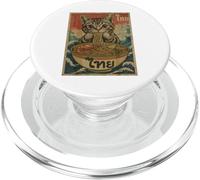 Hungry Cat Mangeant Des Nouilles Pad Thai Retro Asian Poster PopSockets PopGrip pour MagSafe