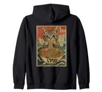 Hungry Cat Mangeant Des Nouilles Pad Thai Retro Asian Poster Sweat à Capuche