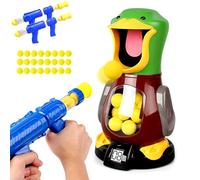 Hungry Duck Shooting Game, Moveable Ducks Target Shooting Toy, Chronograph Sound and Light Multi-Function Soft Bullet Gun, 24 Balls 2 Guns, Enhancing Hand-Eye Coordination Toys