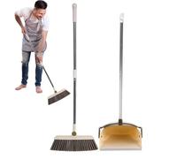 HunicandIU Balai sur Pied et Pelle à poussière,Ensemble Balai et Pelle à poussière,Ensemble combiné Balai et Pelle à poussière | Pelle à Balai Efficace à Long Manche pour Bureaux, Maison, Hall