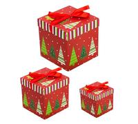 HunicandIU Boîtes Gigognes Décoratives de Noël | Set de 3 Boîtes Cadeaux Santas Renne Sapin de Noël | Emballage Emboîtable avec Couvercles pour Anniversaire Fêtes Nouvel An,Décoration Festive