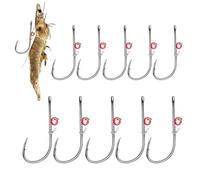 HunicandIU Hameçons de pêche pour poisson-chat, hameçons fixes pour crevettes vivantes, hameçons en acier au carbone avec ardillon et trous pour Sunfish Small Bass