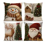 HunicandIU Housse de Coussins Noël,Taie Déhoussable en Lin - Décoration Automne Housses De Coussin Bonhomme De Neige - pour Canapé, Salon, Appartement, Chambre Enfant, Fêtes